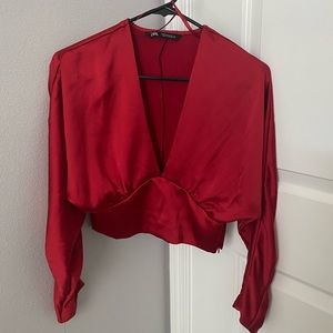 ZARA satin red top size S